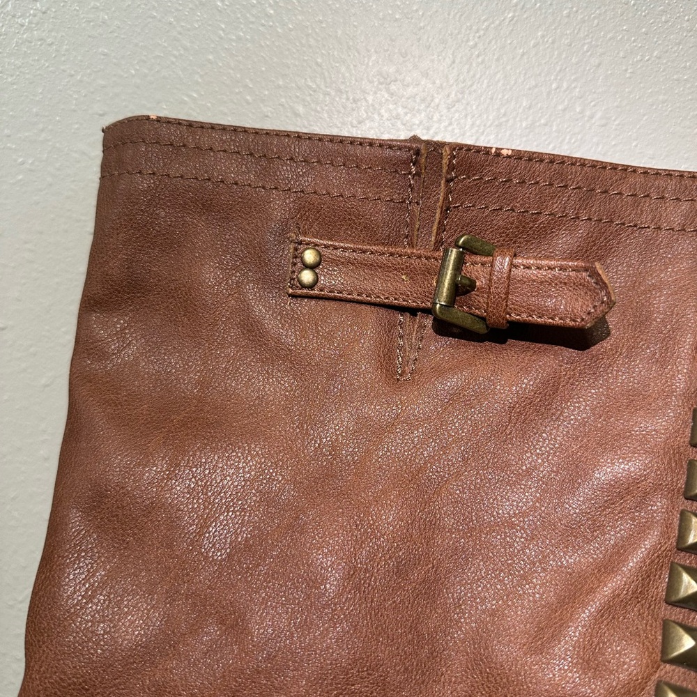 Breckelle Trooper Brown Studded Buckle Riding Knee High Boot - Picture 6 of 13